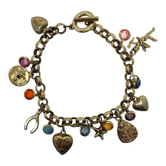Unbranded Jewelry - Vintage Style Gold Tone Charm Bracelet Multi Charm Toggle Clasp
